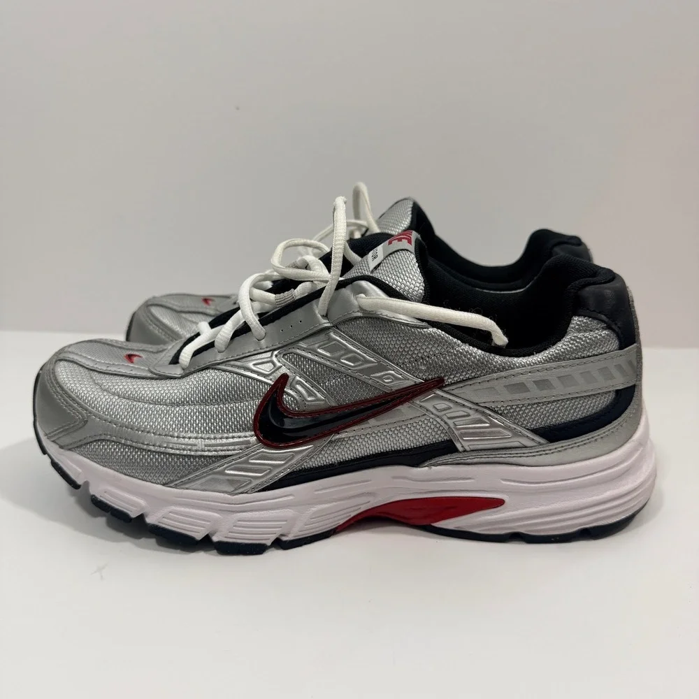 Nike Initiator Running Shoes Mens 11 Silver Black Red 394055-001 Good Sneakers